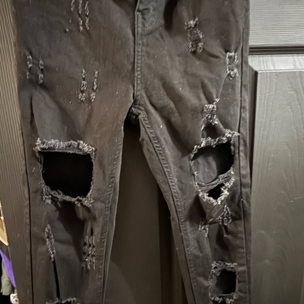Boohoo Black Distressed Skinny Jeans for Men